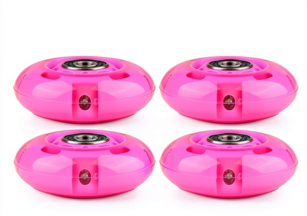 WHEELGOO Pink Inline Skate Wheels 64mm-80mm Flashing PU Replacement-5