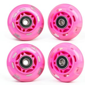 WHEELGOO Pink Inline Skate Wheels 64mm-80mm Flashing PU Replacement-0