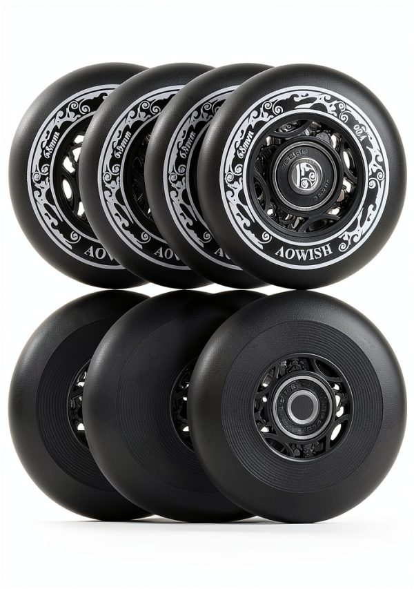68mm Inline Skate Wheels AOWISH Aggressive Black 8-Pack-1
