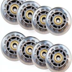 Inline Skate Wheels 64mm Clear ABEC7 Bearings QYIMLI Gray 8 Pack-0