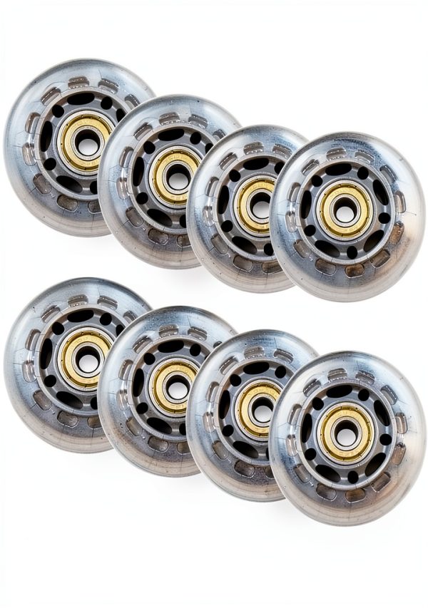 Inline Skate Wheels 64mm Clear ABEC7 Bearings QYIMLI Gray 8 Pack-0